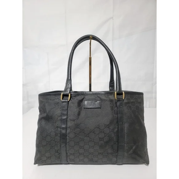 Gucci | Bags | Gucci Gg Nylon Canvas Tote Bag Black | Poshmark